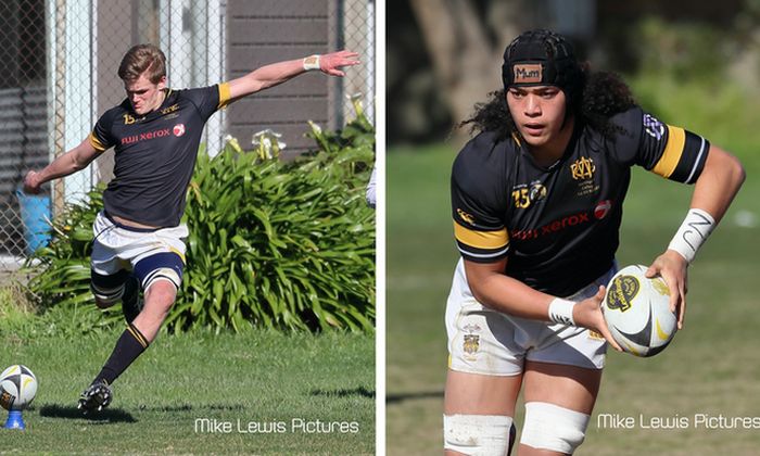 Jumping in unison: Taine Plumtree and Naitoa Ah Kuoi